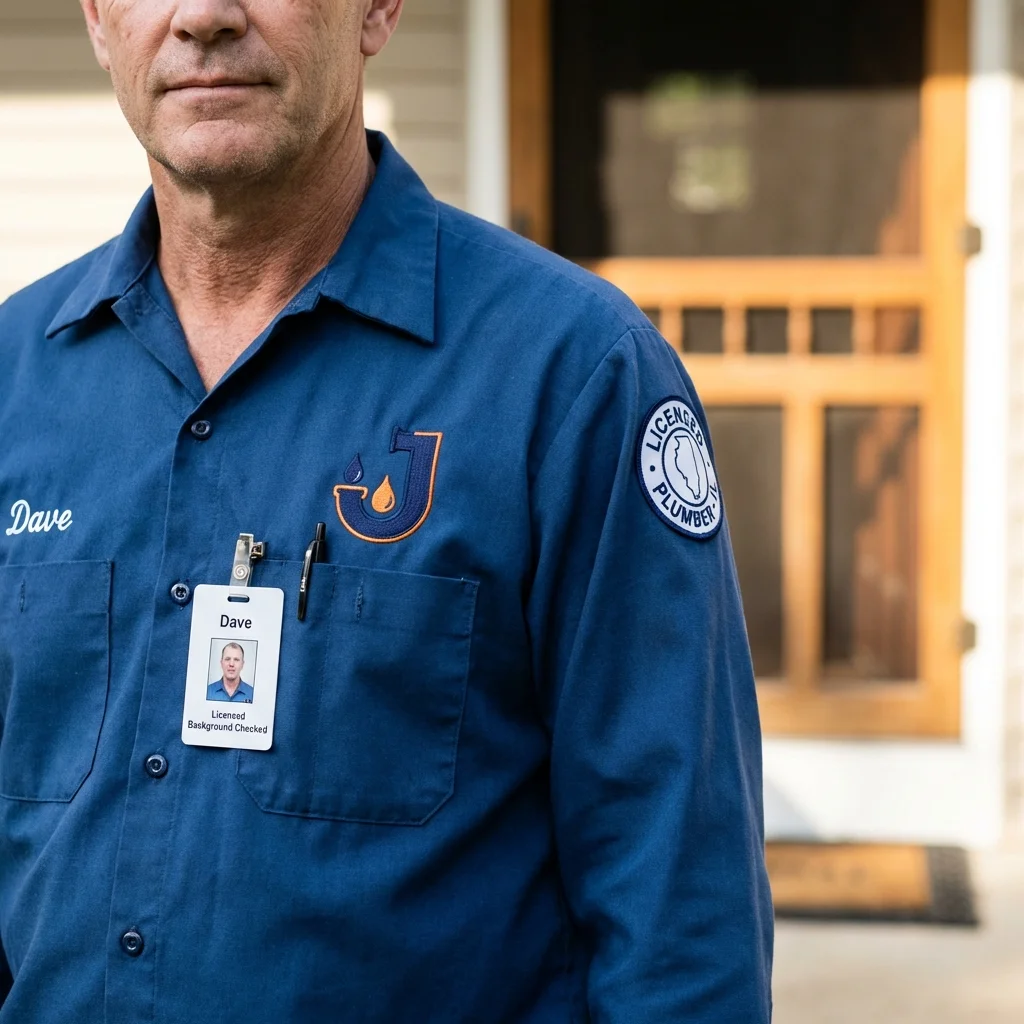 Licensed plumber showing ID badge in Starke, FL