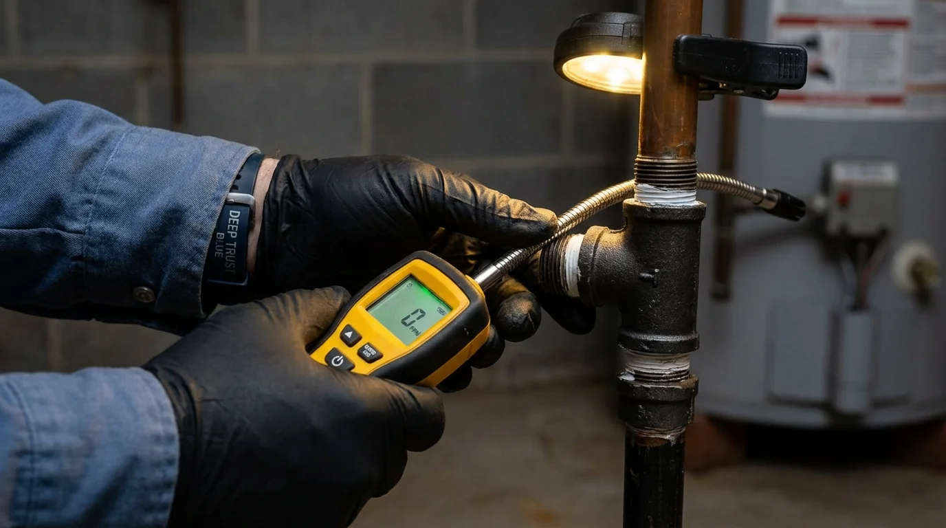 Gas leak detection with electronic sniffer by Johns Plumbing LLC in Starke