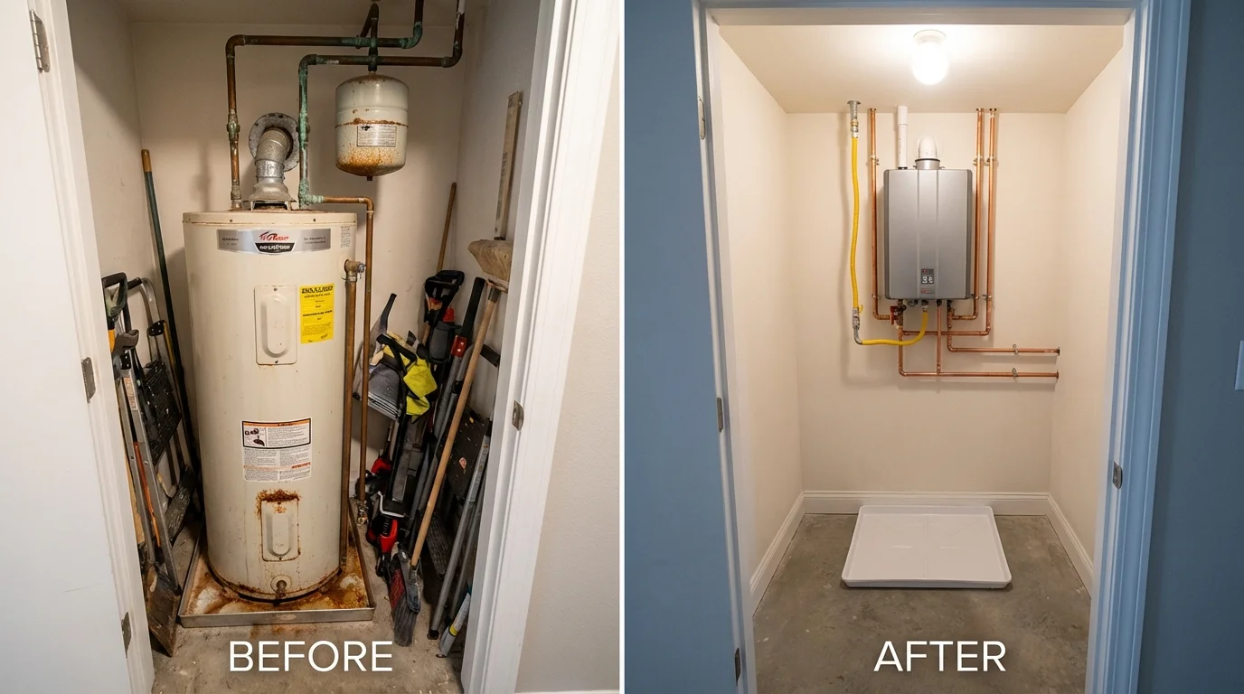 Tank water heater versus wall-mounted tankless unit comparison for Starke, FL homeowners