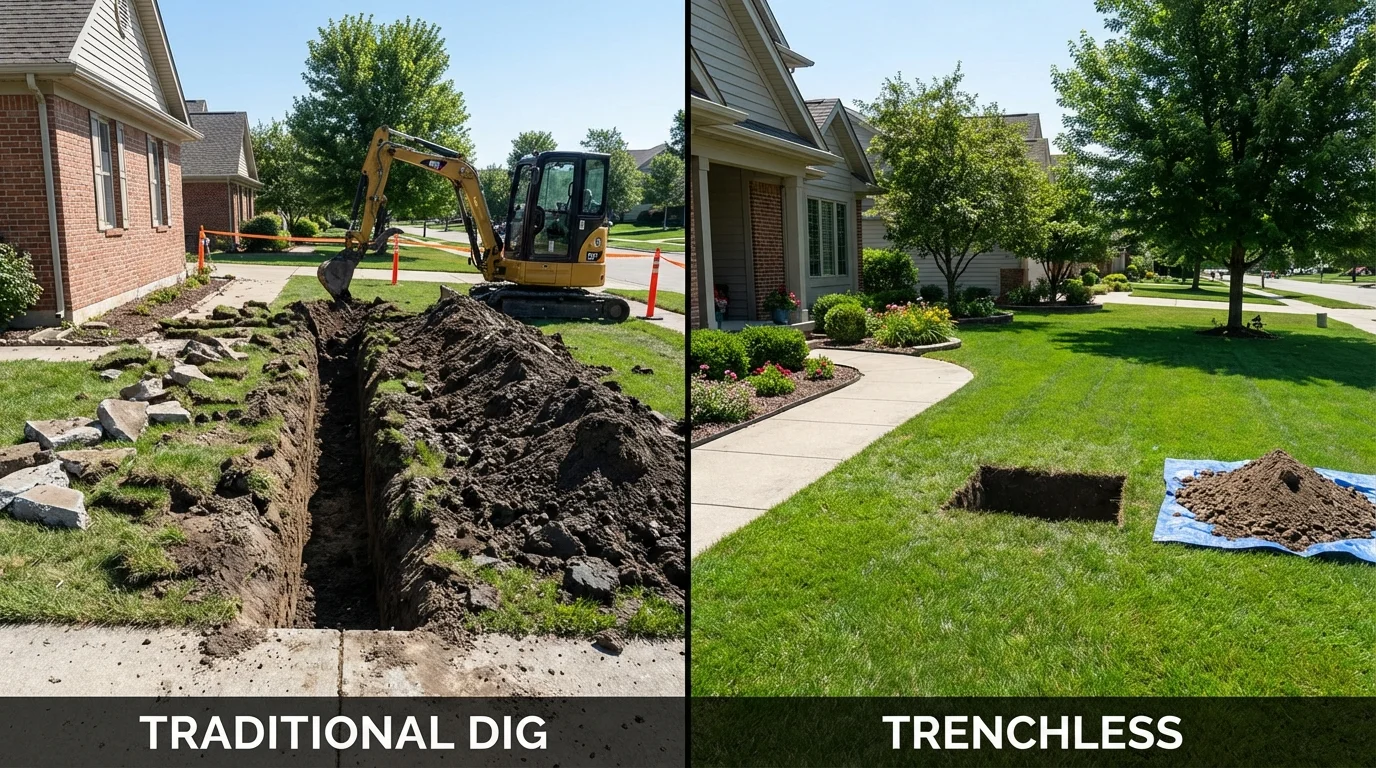 Trenchless sewer repair with minimal yard damage versus traditional excavation in Starke, FL